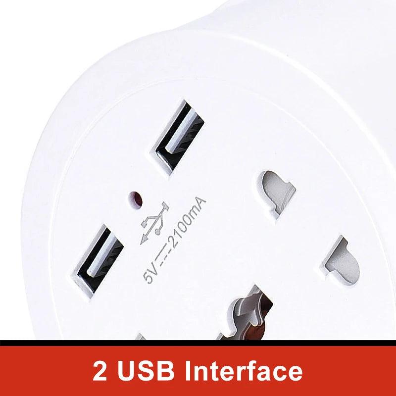 Universal Socket 2 USB Charging Port Power Strip Electric Socket 1.4 Meter tension Cord Easy to carry sockets