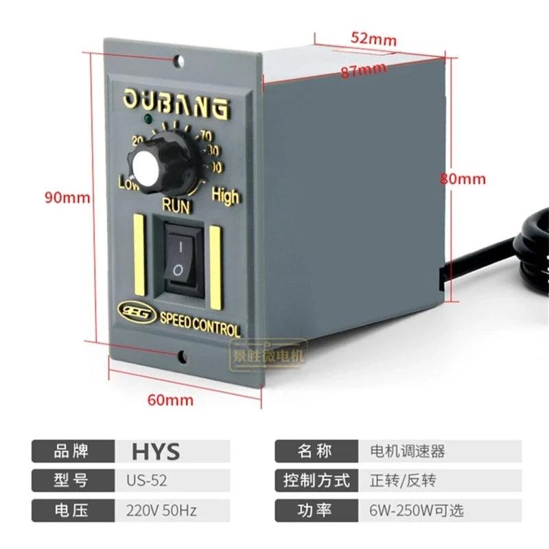 US-52 AC 220V Gear Motor Controller 6W 15W 25W 40W 60W 90W 120W 180W 250W Reversed CW CCW Adjustable Speed Mechanical