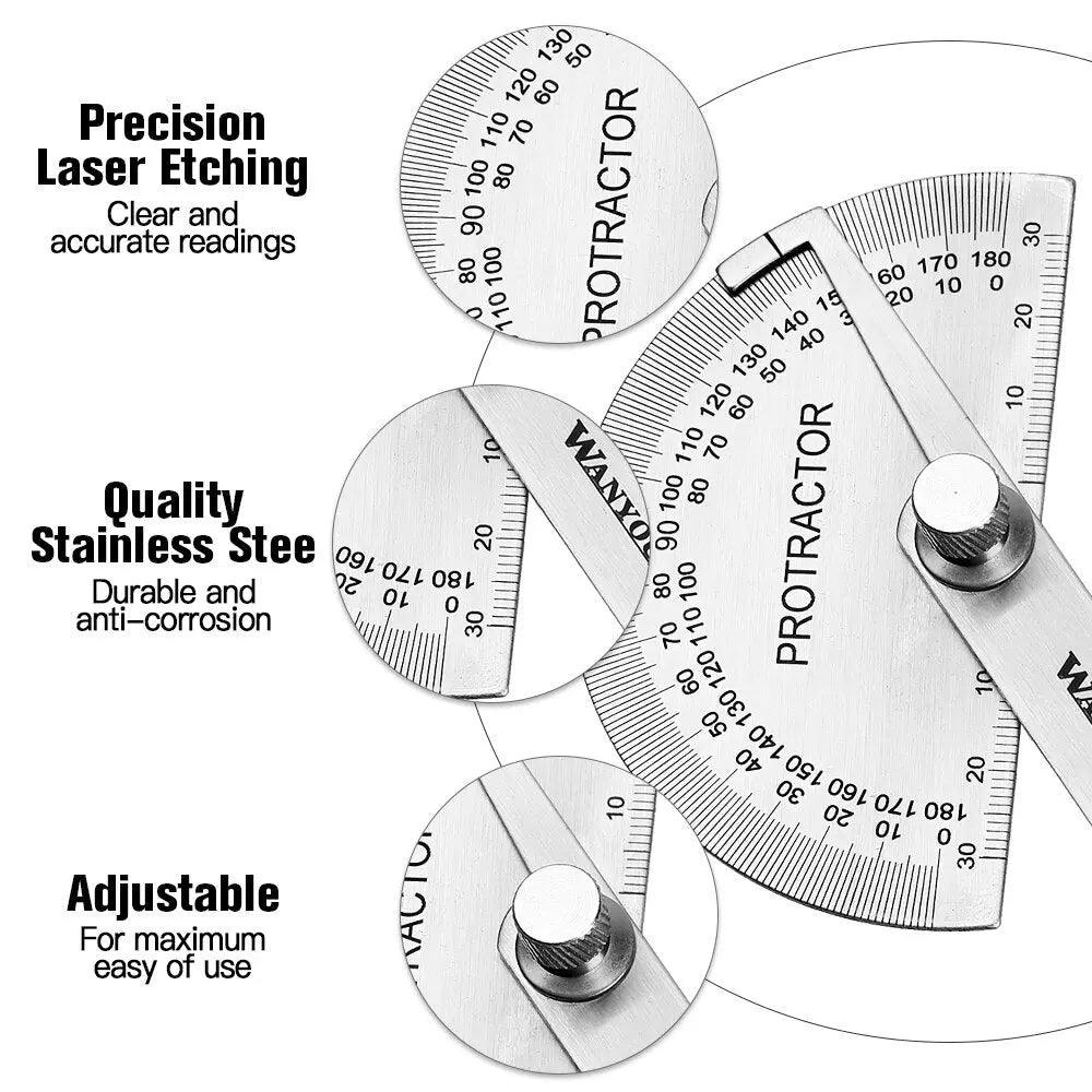 VASTAR- 180 Degree Adjustable Protractor| Stainless Steel - electrical center b2c