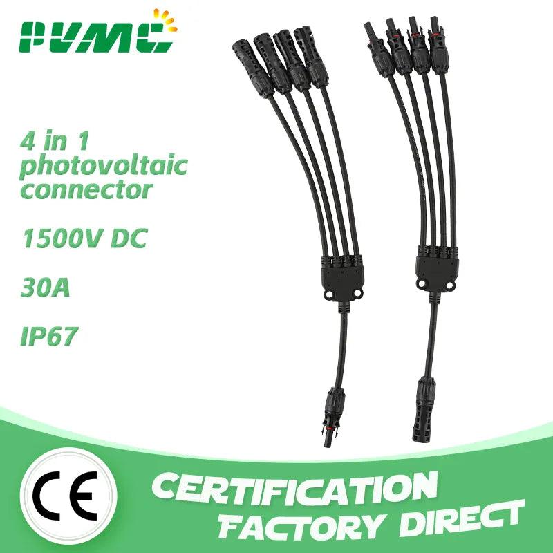 47661736722625m1500V 30A 4 To 1 Hot Selling PV Y Branch Connector With 4mm2 Solar Cable For Solar Pv System Solar