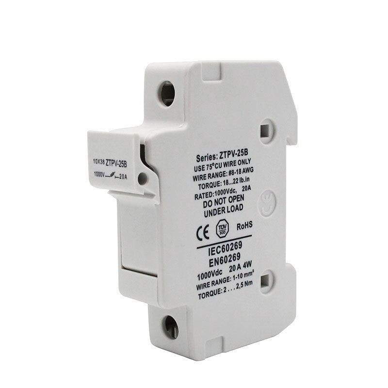 1 Set Parallel Fuse Holder 10*38mm High Voltage Solar PV1000V Fuses 3A To 30A.