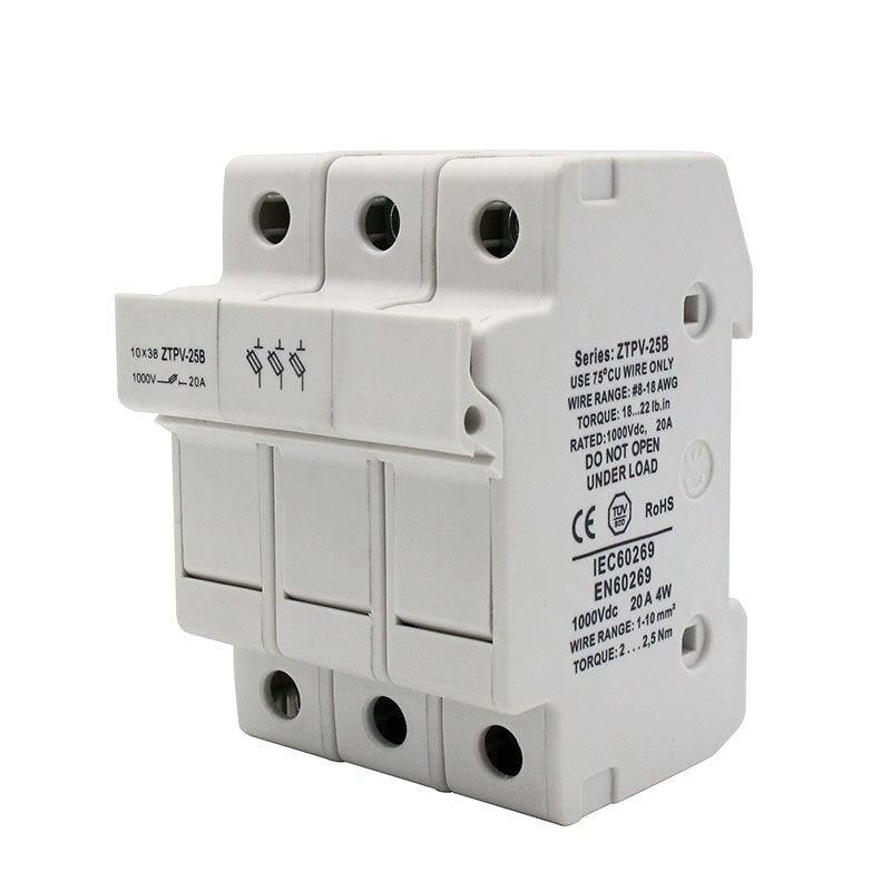 1 Set Parallel Fuse Holder 10*38mm High Voltage Solar PV1000V Fuses 3A To 30A.