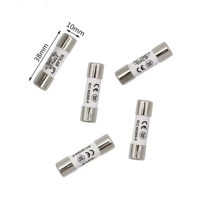 1 Set Parallel Fuse Holder 10*38mm High Voltage Solar PV1000V Fuses 3A To 30A.