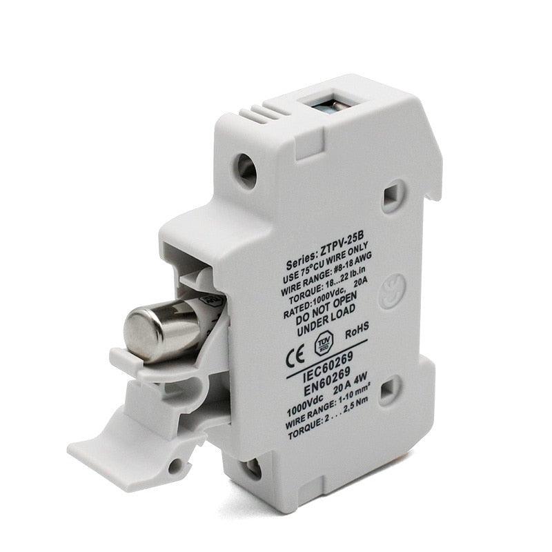 1 Set Parallel Fuse Holder 10*38mm High Voltage Solar PV1000V Fuses 3A To 30A.