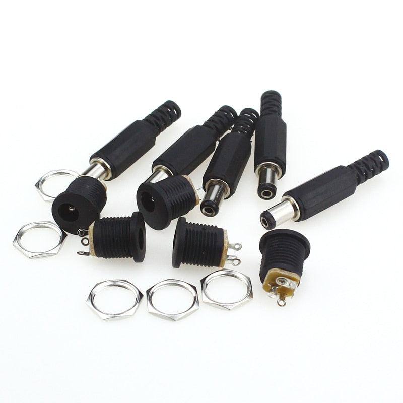 10 pcs 12V 3A Plastic Male Plugs + Female Socket Panel Mount Jack DC Power Connector Electrical Supplies.