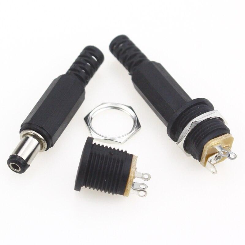 10 pcs 12V 3A Plastic Male Plugs + Female Socket Panel Mount Jack DC Power Connector Electrical Supplies.