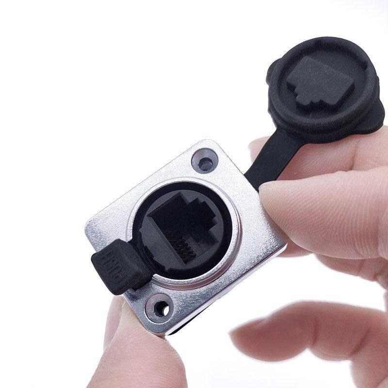 10 piece RJ45 Waterproof IP65 Network Connector with Rubber cover 8p8c D type Panel Mount Socket RJ45 Ethernet Connector.