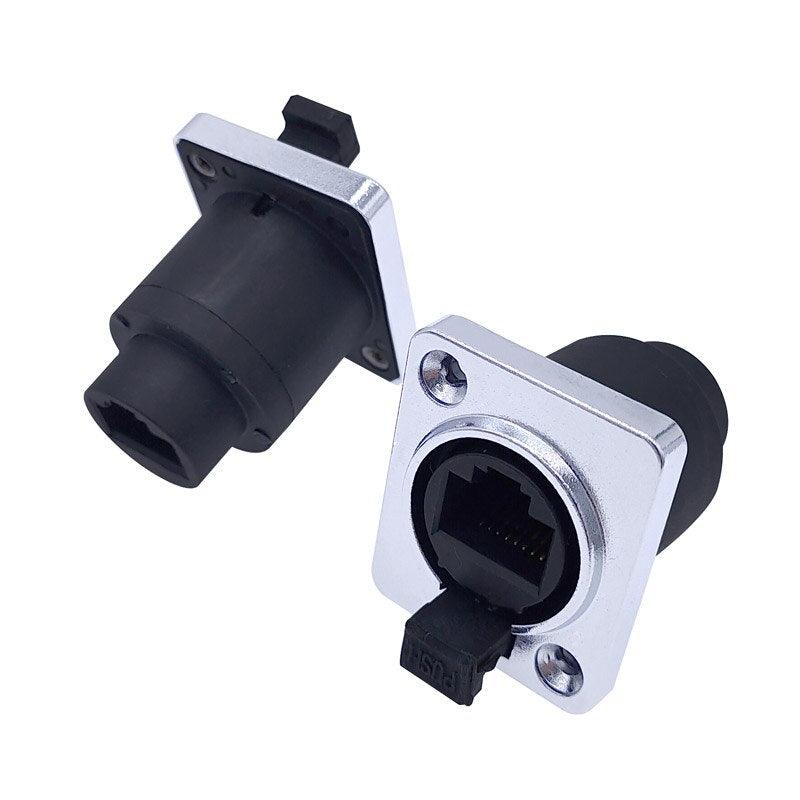 10 piece RJ45 Waterproof IP65 Network Connector with Rubber cover 8p8c D type Panel Mount Socket RJ45 Ethernet Connector.