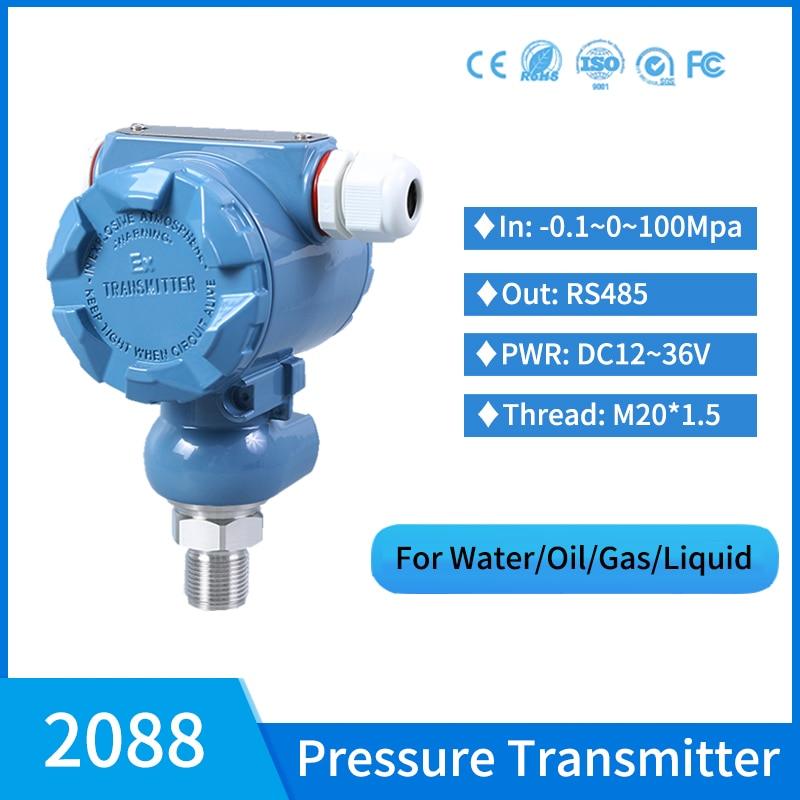 100bar Absolute Pressure Transducer RS485 Hydraulic Oil Pipe Pressure Sensor Air Gas Liquid Pressure Transmitter.