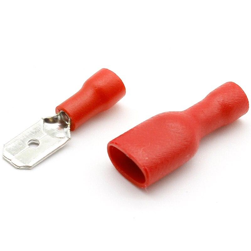 100pcs Red Spade Crimp Terminals Fully Insulated Electrical Connectors Audio Wiring.