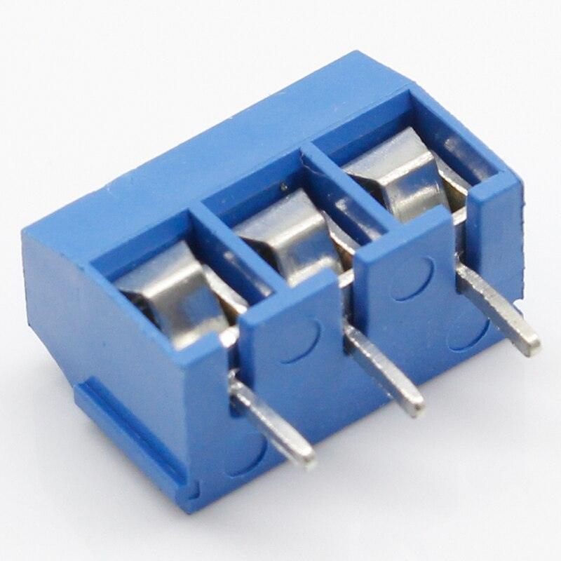 100PCS/Lot KF301-2P KF301-3P KF301-5.0-3P KF301 Screw 3Pin 5.0mm Straight Pin PCB Screw Terminal Block Connector Blue and green.