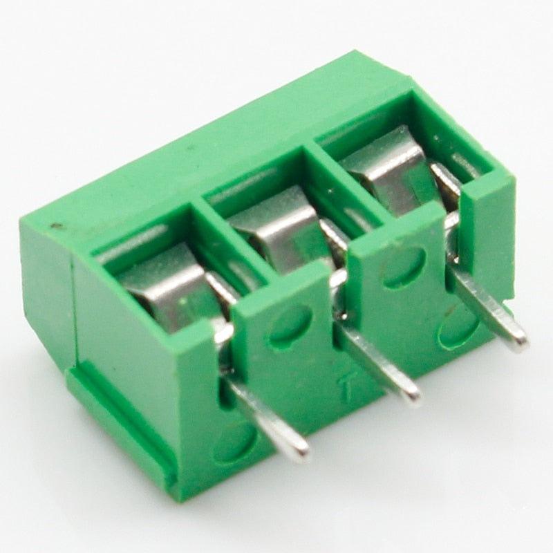 100PCS/Lot KF301-2P KF301-3P KF301-5.0-3P KF301 Screw 3Pin 5.0mm Straight Pin PCB Screw Terminal Block Connector Blue and green.