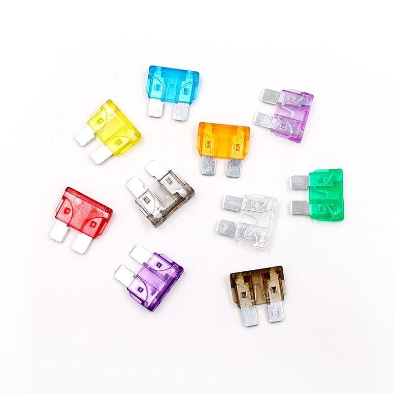 100pcs/lot Standard Motorcycle Auto Car Fuse Medium Automotive Boat Blade Fuses 2A 3A 5A 7.5A 10A 15A 20A 25A 30A 35A with Box.