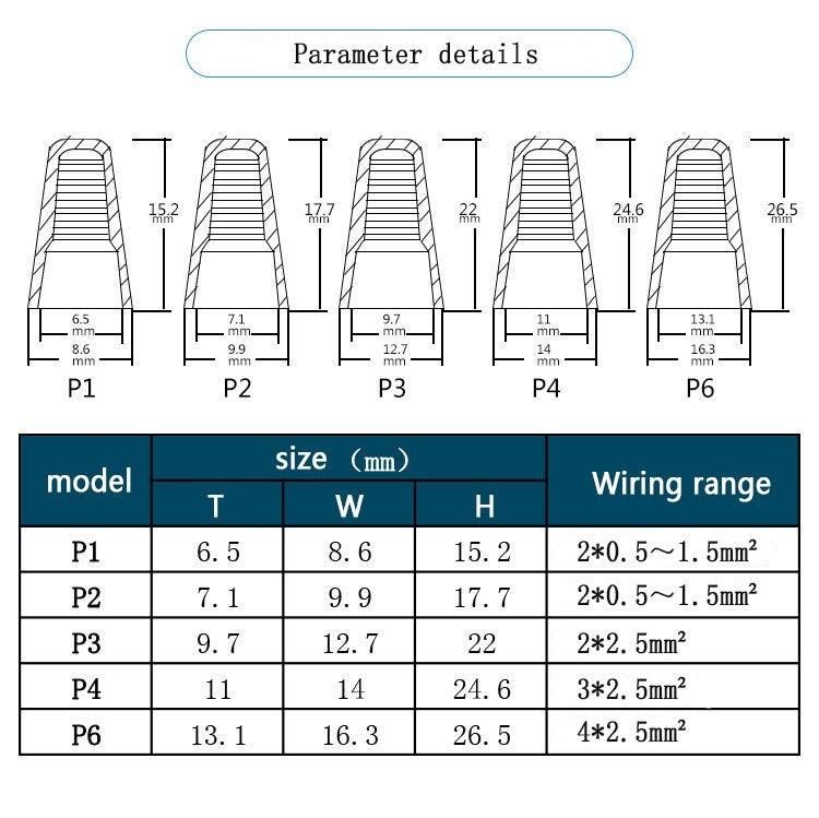 10/50/100pcs Fast Connector Spring Cap Crimp End Terminal P1/2/3/4/6 Insulated Electrical Insert Splice Rotating Wire Connection.