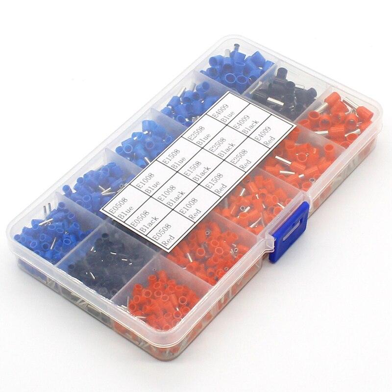 1065pcs/set 3 colors 22~12AWG Wire Copper Crimp Connector Insulated Cord Pin End Terminal Bootlace cooper Ferrules kit set.