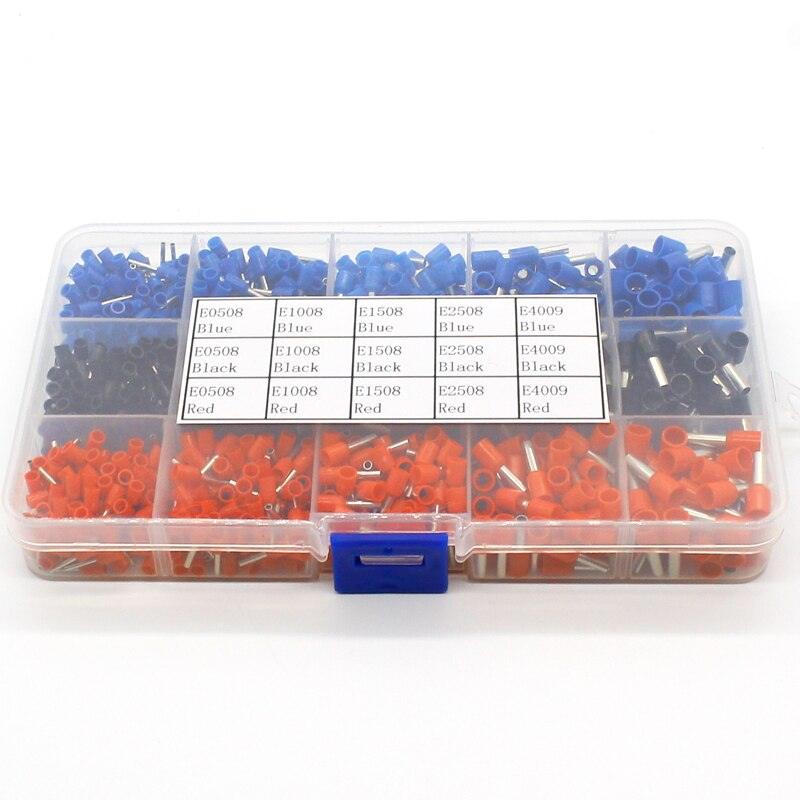 1065pcs/set 3 colors 22~12AWG Wire Copper Crimp Connector Insulated Cord Pin End Terminal Bootlace cooper Ferrules kit set.