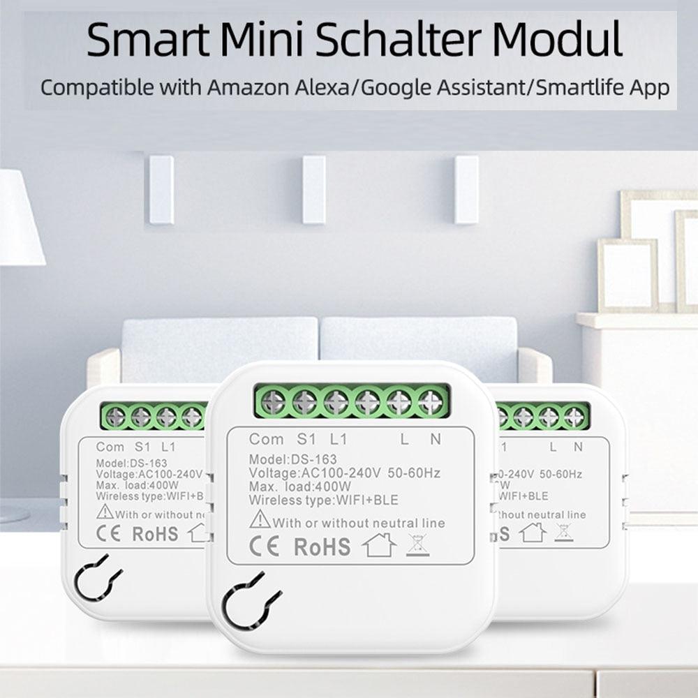 10A WiFi Smart LED Light Switch Relay Breaker Module No Neutral Wire Required  Smart Life Tuya Remote Control Alexa Google Home.