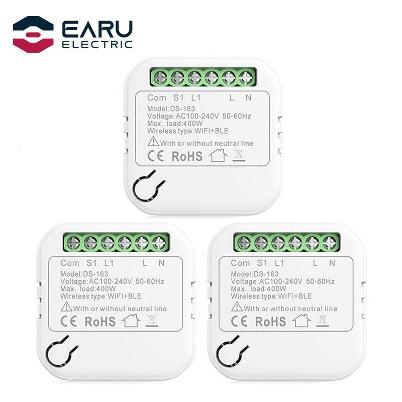 10A WiFi Smart LED Light Switch Relay Breaker Module No Neutral Wire Required  Smart Life Tuya Remote Control Alexa Google Home.