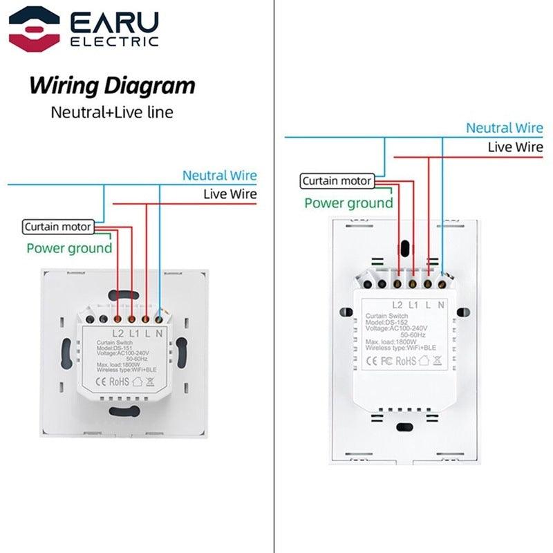 10A WiFi/Zigbee Smart Touch Curtain Switch Roller Blind Motor Switch Wall Touch Switch Tuya APP with Alexa Google Home.