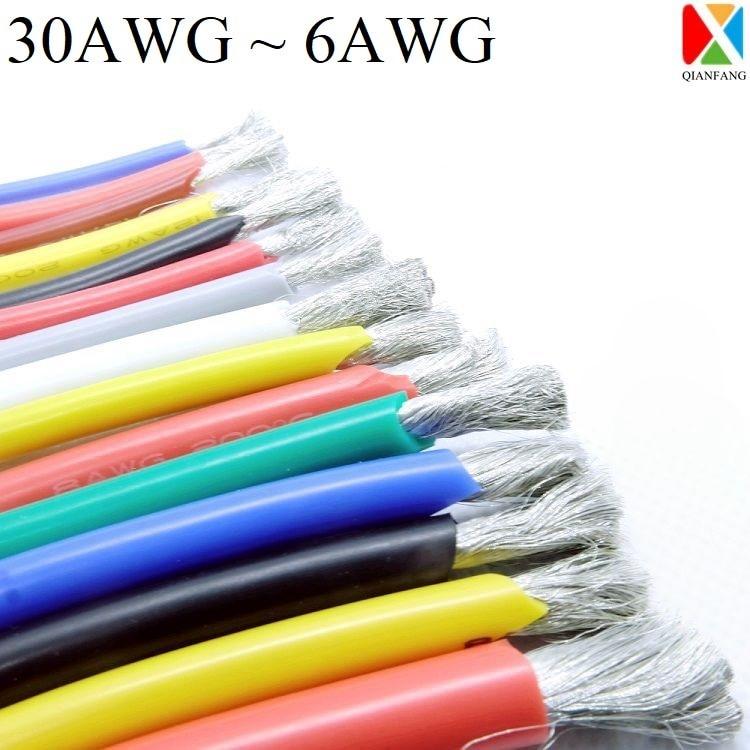 10M Silicone Rubber Copper Wire 30 28 26 24 22 20 18 16 14 12 11 10 9 8 7 6 AWG Soft Flexible Electric Lamp Lighting Wire Cable.