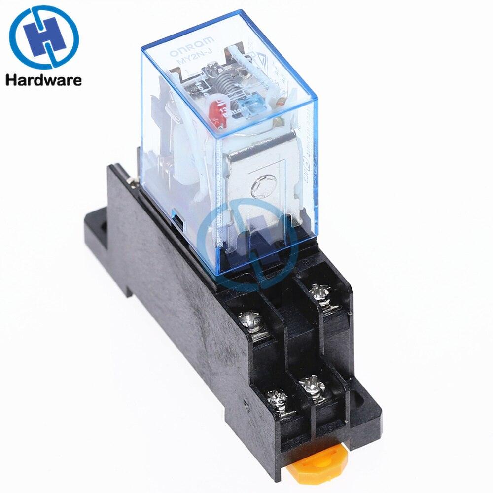 10Pc MY2NJ DPDT Mini Electromagnetic Relay with Socket Base.