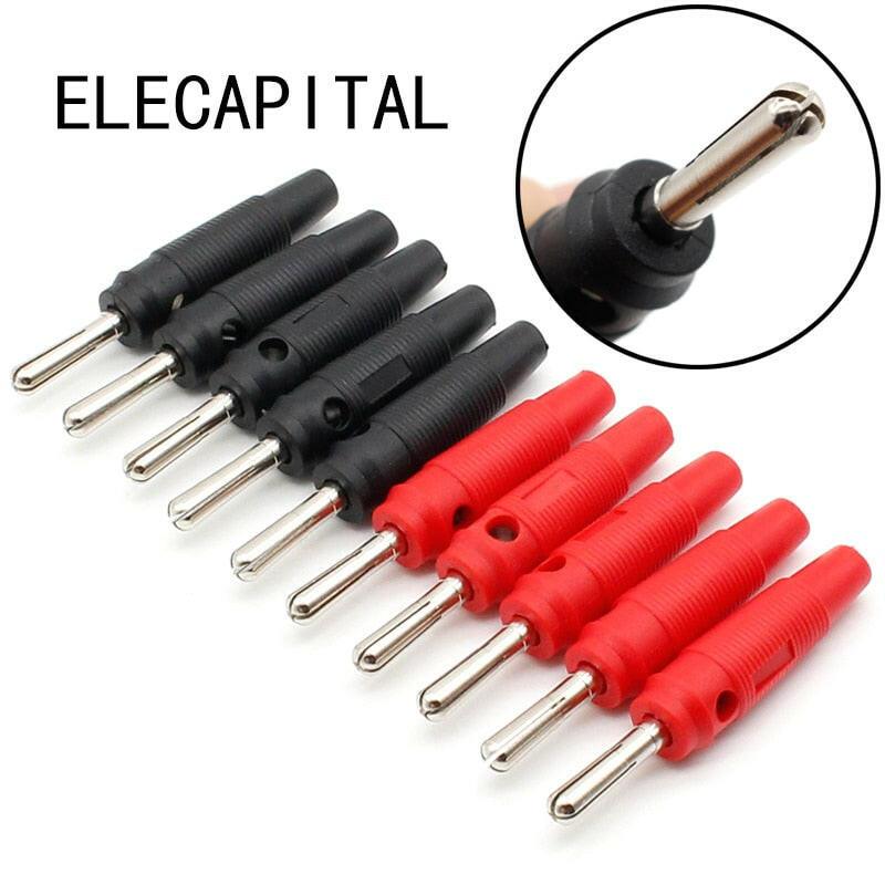 10pcs 4mm Banana Plug High Current Insulated Shrouded Stackable Connector Screw connection.