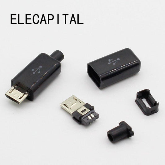 10pcs DIY Micro USB Type B Male 5pin Four Piece Assembly Connector Plug Socket.