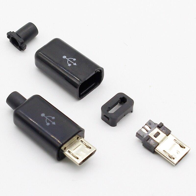 10pcs DIY Micro USB Type B Male 5pin Four Piece Assembly Connector Plug Socket.