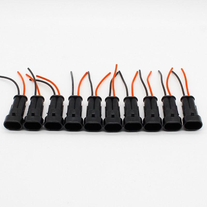 10pcs/lot 2 Pin Way Waterproof Electrical Connector Adapter Plug W/Wire AWG for Car Vehicle Motorcycles.