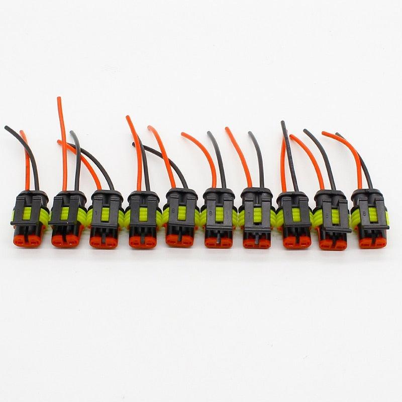10pcs/lot 2 Pin Way Waterproof Electrical Connector Adapter Plug W/Wire AWG for Car Vehicle Motorcycles.