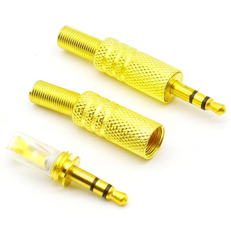 10pcs/lot gold plated 3.5mm plug RCA Audio Connector RCA audio plug 3.5 jack Stereo Headset Dual Track Headphone.