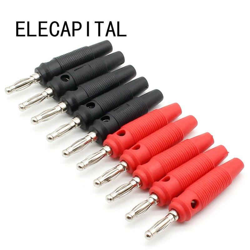 10Pcs/lot Red and Black 4mm Solderless Side Stackable Banana Plug.