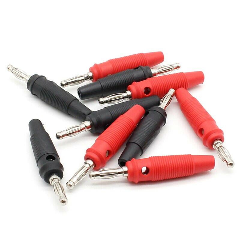 10Pcs/lot Red and Black 4mm Solderless Side Stackable Banana Plug.