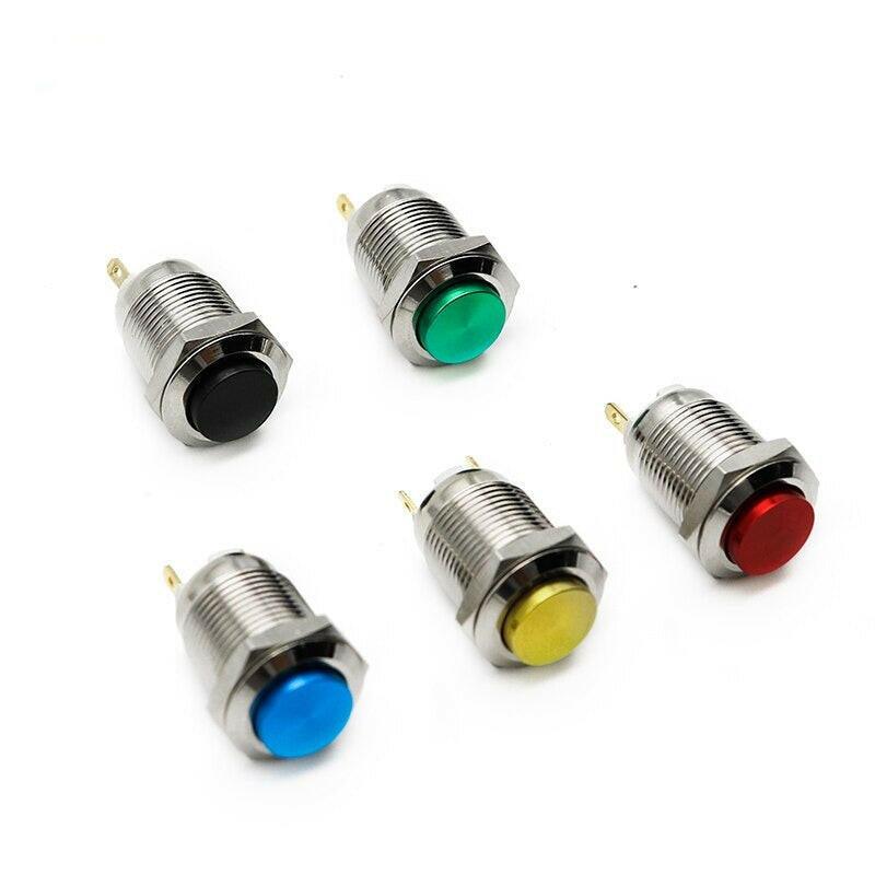 12mm Waterproof Momentary Metal Push Button Switch Stainless Steel.