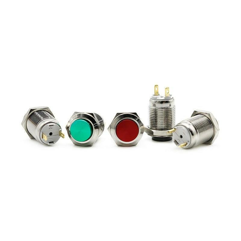 12mm Waterproof Momentary Metal Push Button Switch Stainless Steel.