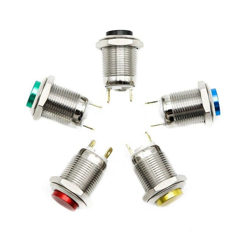 12mm Waterproof Momentary Metal Push Button Switch Stainless Steel.