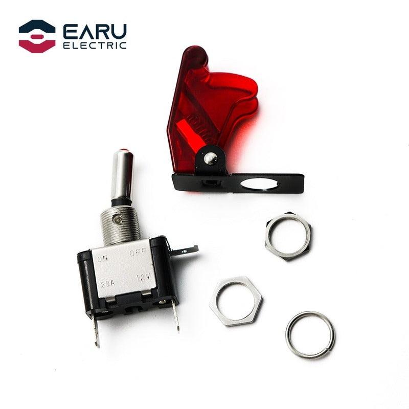 12V 20A  Auto Car Boat Truck Illuminated Led Toggle Switch With Transparent Safety Aircraft Flip Up Cover Guard Red Blue Green.