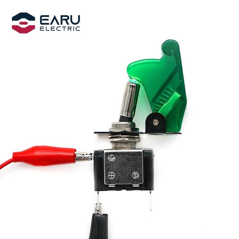 12V 20A  Auto Car Boat Truck Illuminated Led Toggle Switch With Transparent Safety Aircraft Flip Up Cover Guard Red Blue Green.