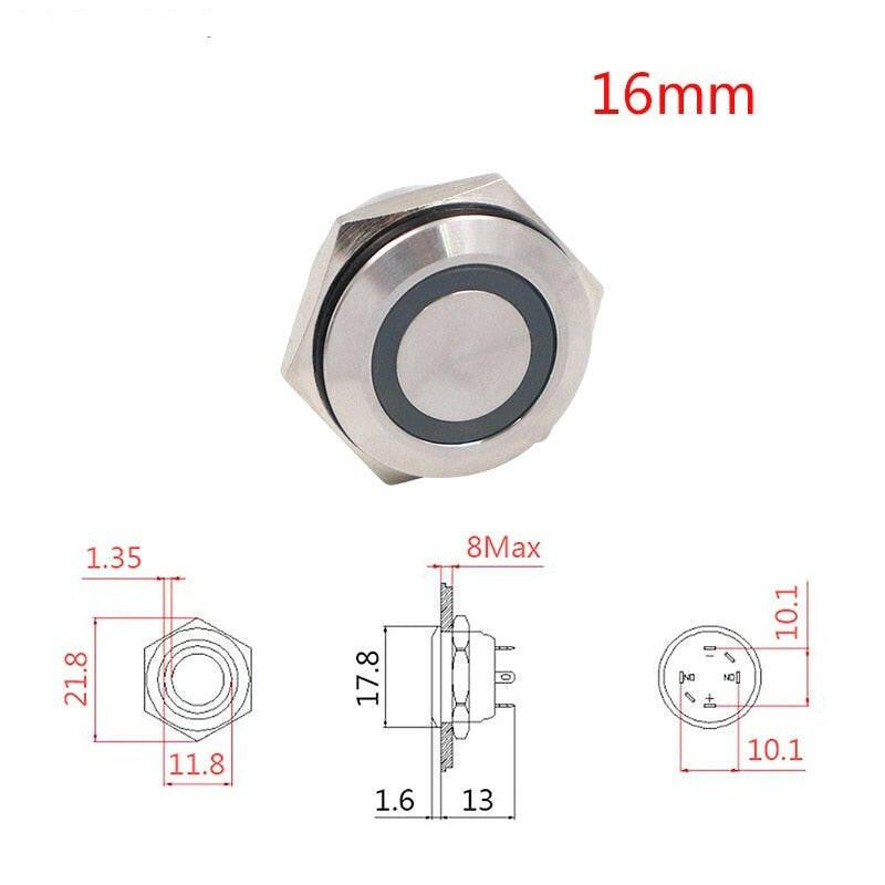 16mm push button