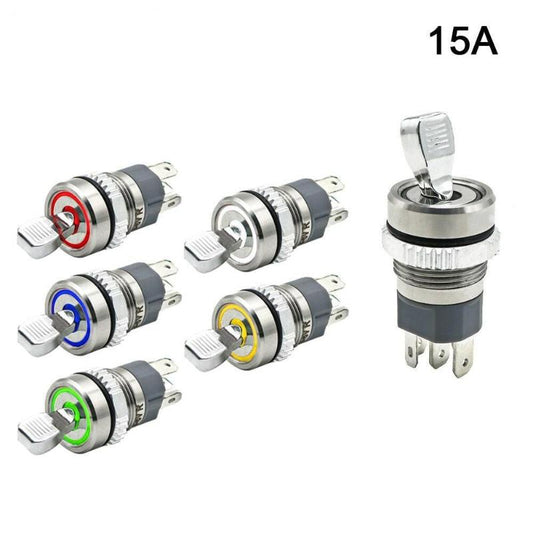 16mm 15A ON-OFF Slide Power High Current Metal Toggle Switch 2 Positions 1NO1NC.