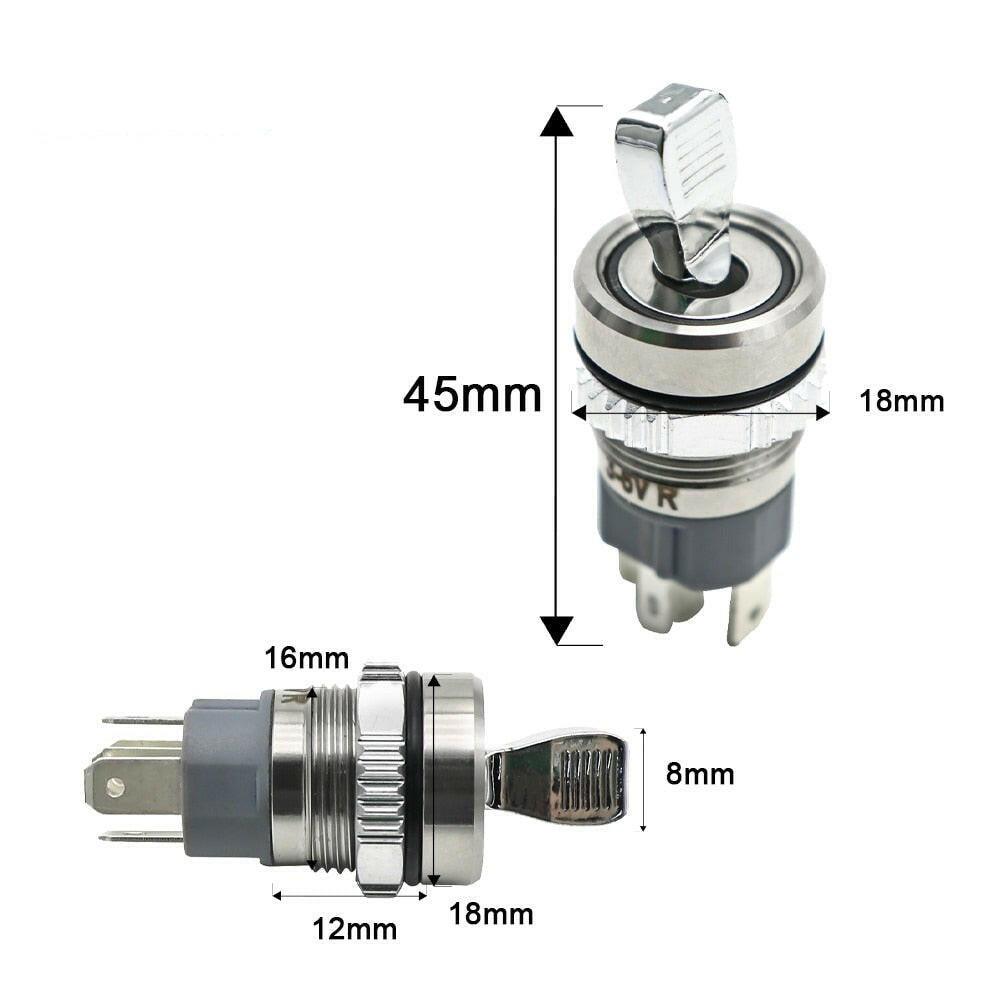 16mm 15A ON-OFF Slide Power High Current Metal Toggle Switch 2 Positions 1NO1NC.