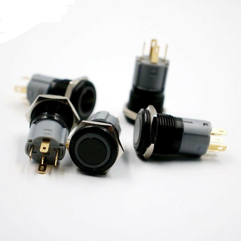 16mm Alumina Black Body Metal Push Button Switch Fixation Latching Self-lock.