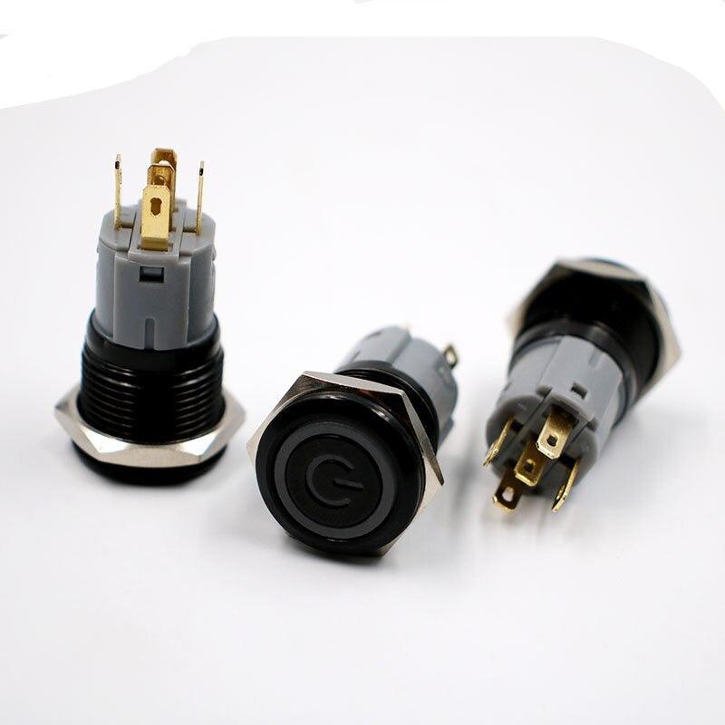 16mm Alumina Black Body Metal Push Button Switch Latching Self-Lock.