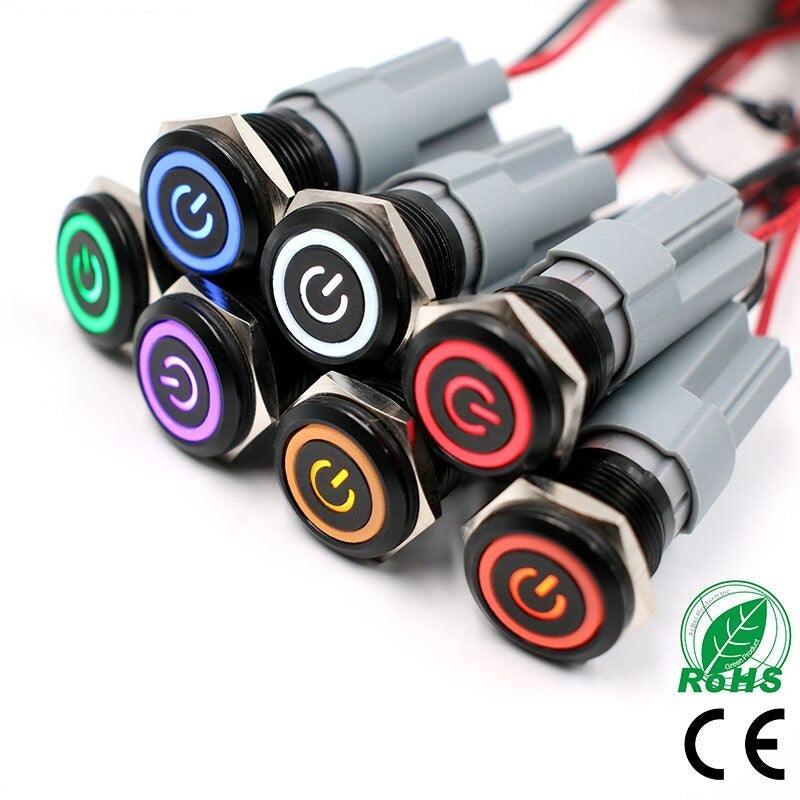 16mm Alumina Black Body Momentary Metal Push Button Switch.