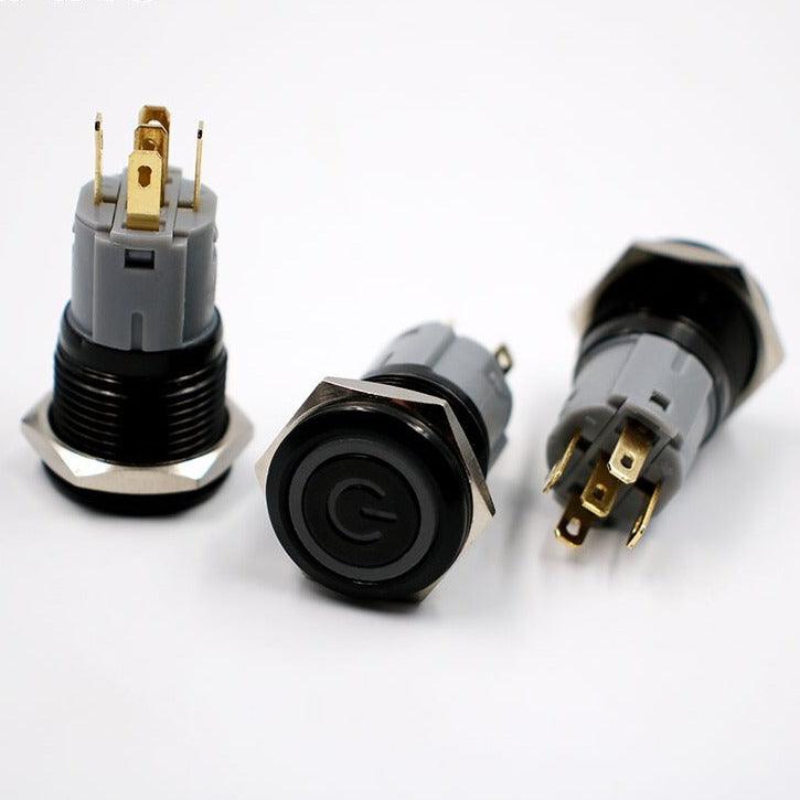 16mm Alumina Black Body Momentary Metal Push Button Switch.