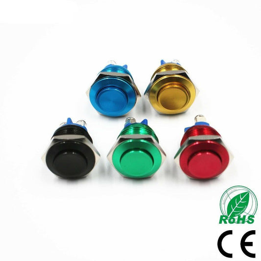 16mm High Head Waterproof Metal Push Button Reset Button Momentary.