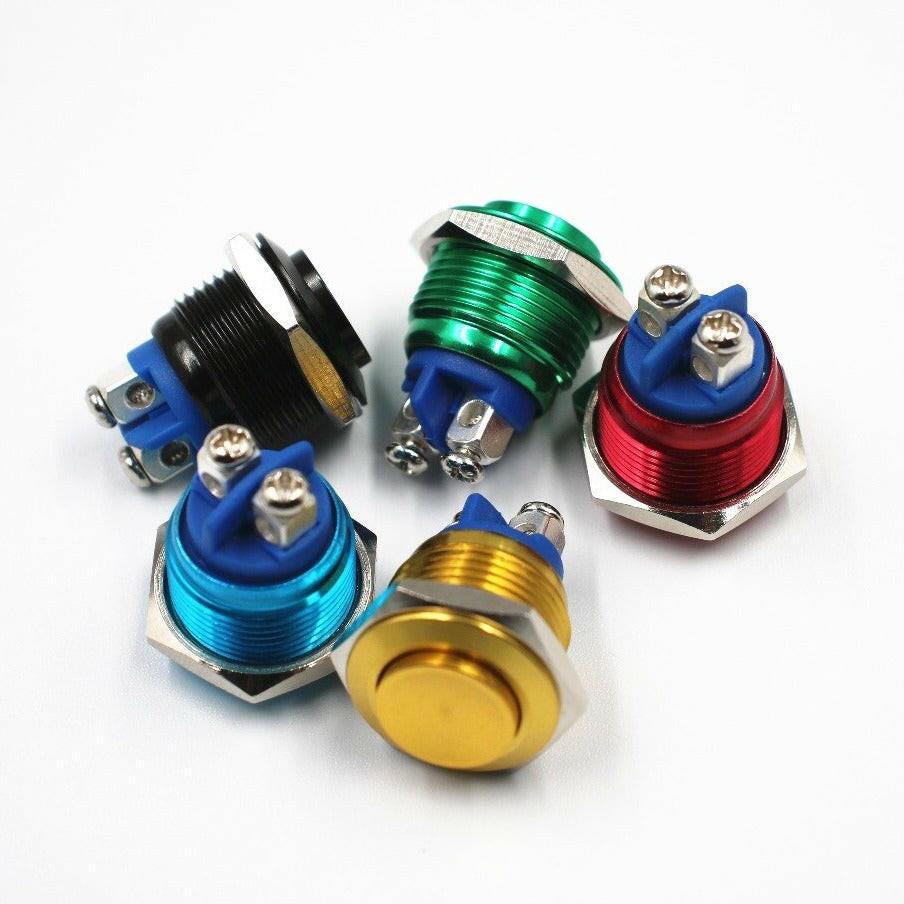 16mm High Head Waterproof Metal Push Button Reset Button Momentary.