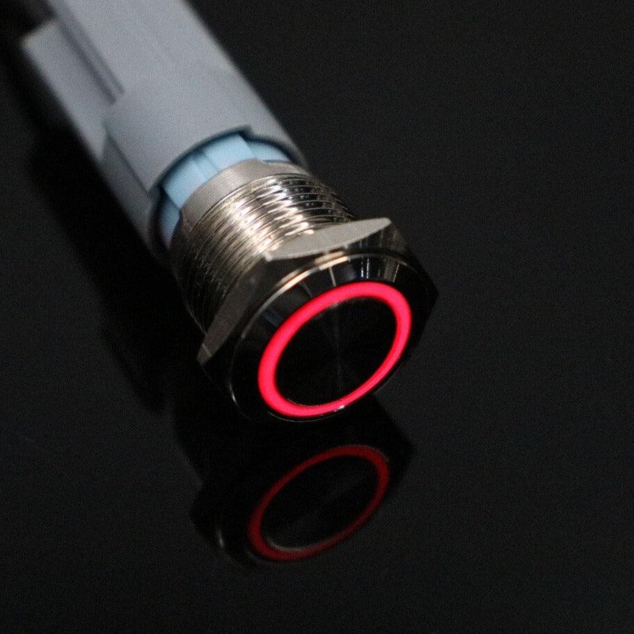 16mm Metal Push Button Switch LED Light Illuminated Momentary Reset.