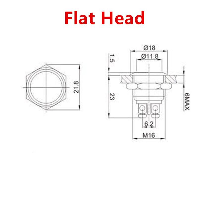 16mm Metal Push Button Switch NO Momentary Reset Self-reset Brass Nickel Plated.