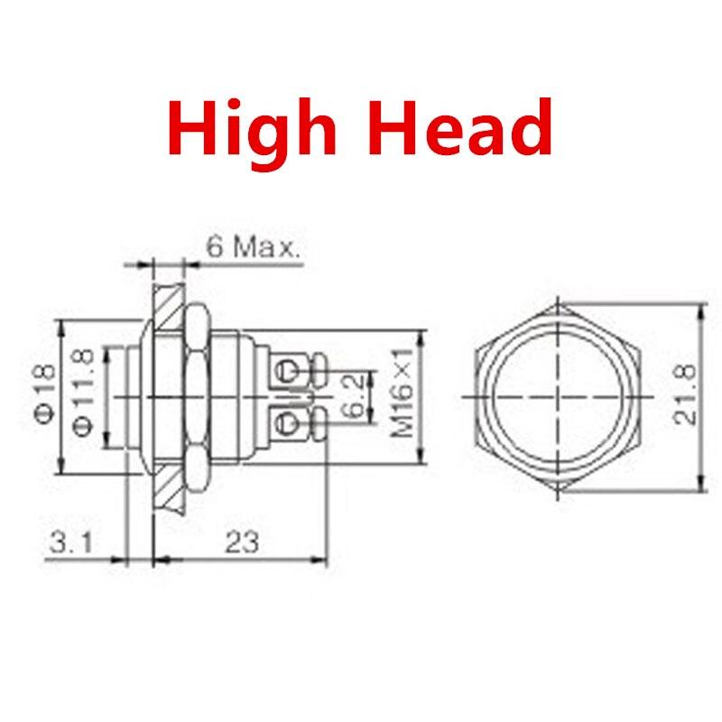 16mm Metal Push Button Switch NO Momentary Reset Self-reset Brass Nickel Plated.